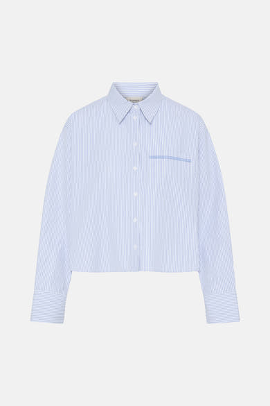 Chemisier Fransa® bleu clair à fines rayures, col classique et manches longues