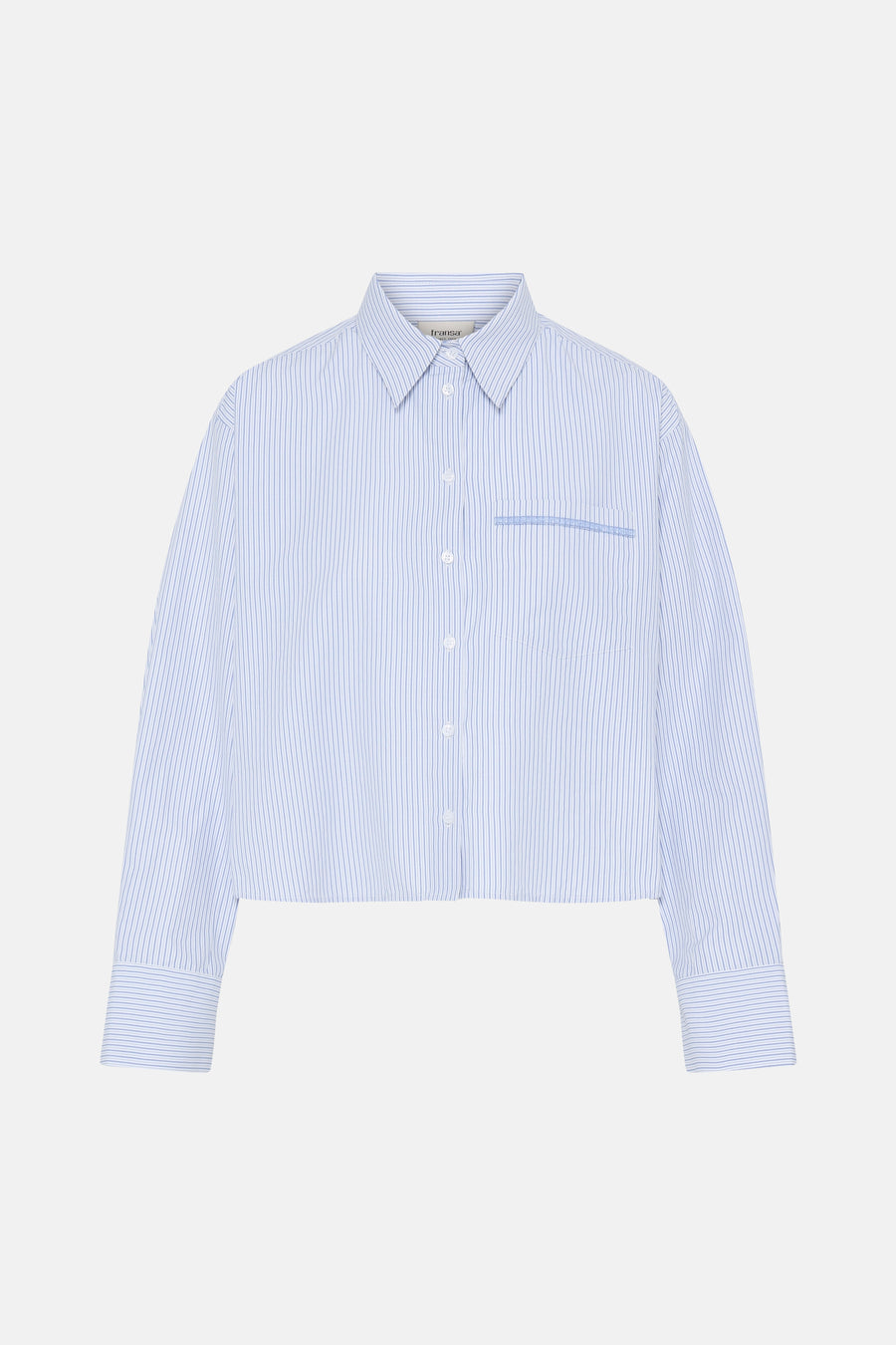 Chemisier Fransa® bleu clair à fines rayures, col classique et manches longues