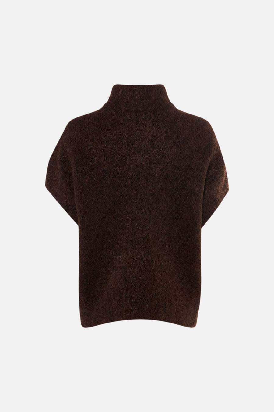 Gilet sans manches brun en matière texturée, col montant, vue arrière, par Fransa®