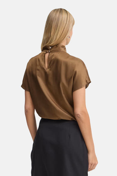 Blouse met korte mouwen - cognac