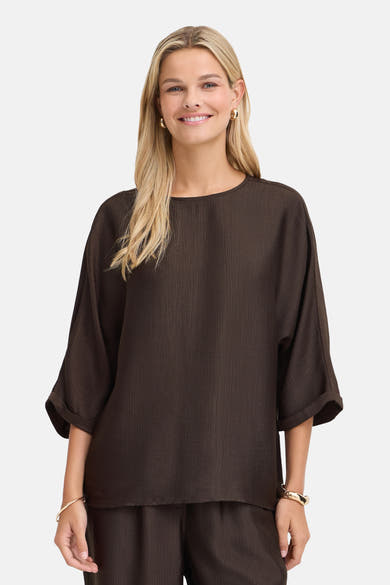 Blouse à manches 3/4 - brun