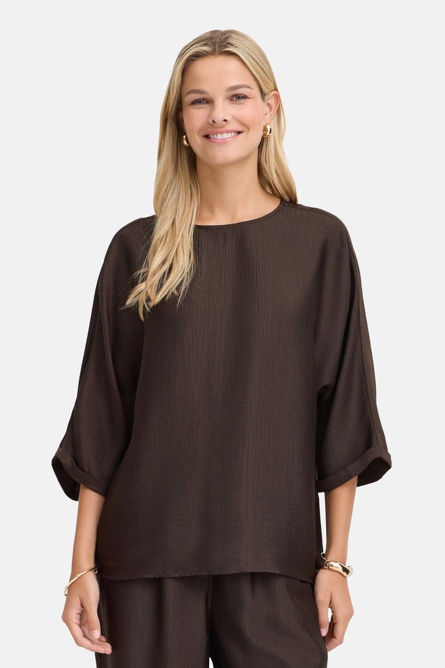 Blouse à manches 3/4 - brun