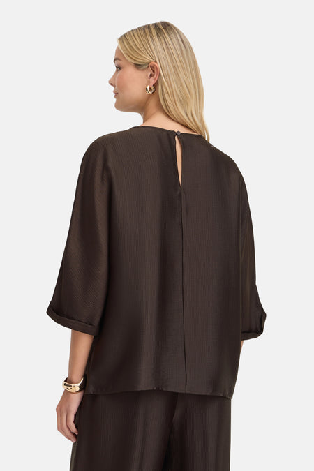 Blouse à manches 3/4 - brun