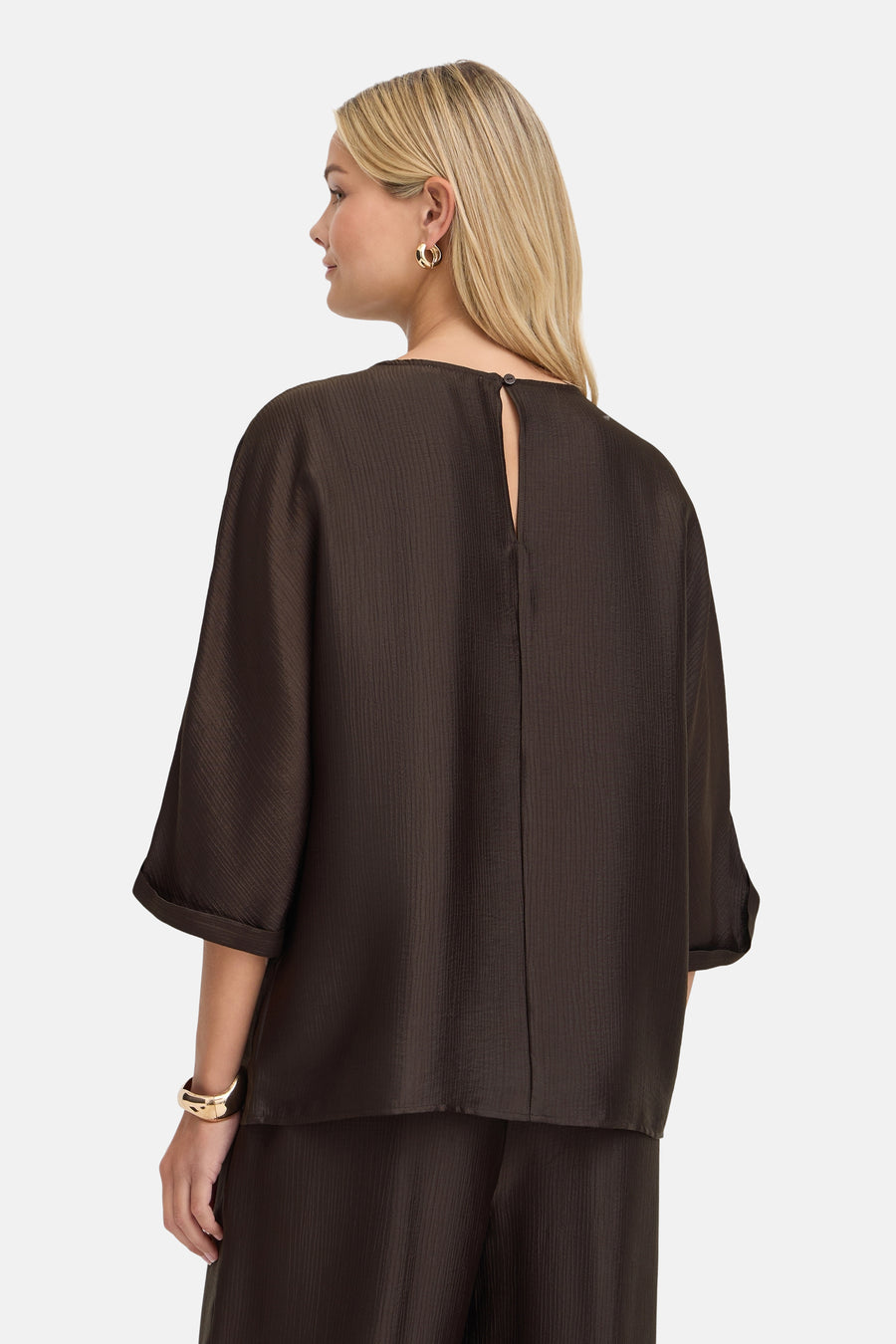 Blouse à manches 3/4 - brun