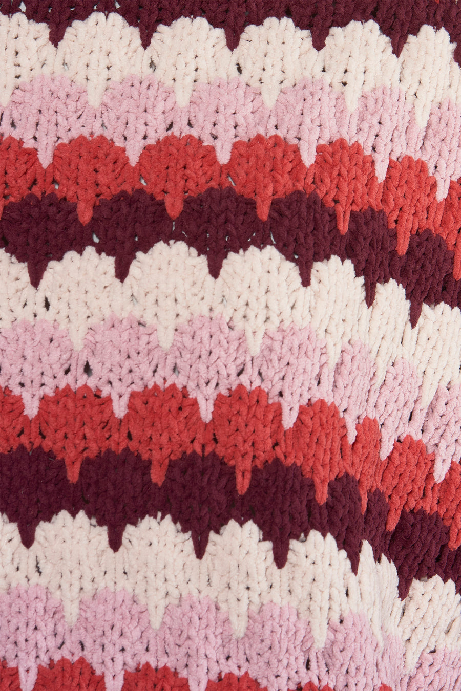 Multikleuren rondehals trui van FREEQUENT, met streepdessin en gebreide chenille textuur.
