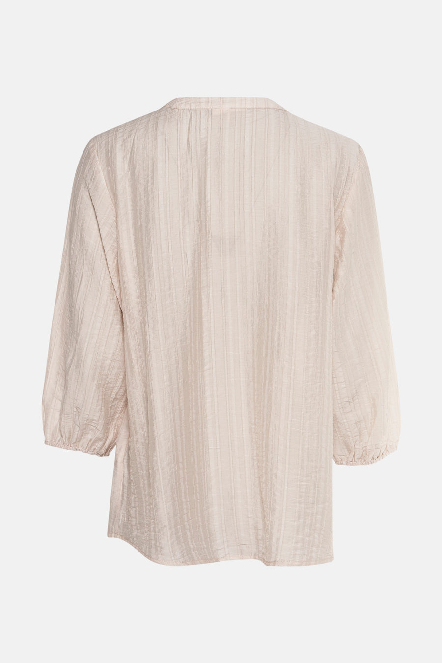 Beige blouse met 3/4 mouwen van FREEQUENT, met een geplooide textuur en een subtiele kraag.