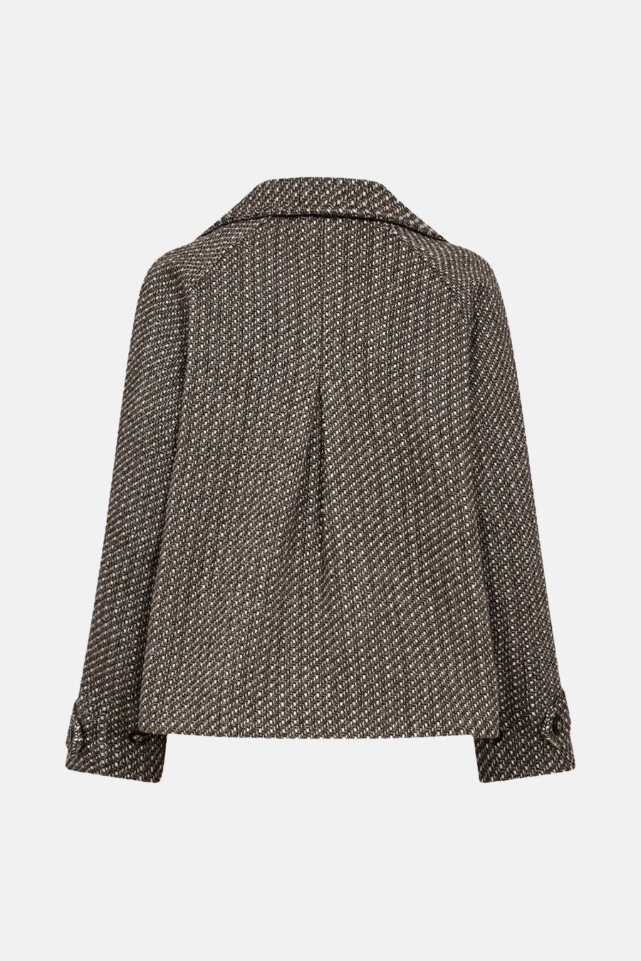 Veste courte taupe de FREEQUENT, avec un motif texturé à chevrons et des boutons aux poignets.