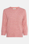 Pull rose à col rond de FREEQUENT avec une texture côtelée verticale fine.
