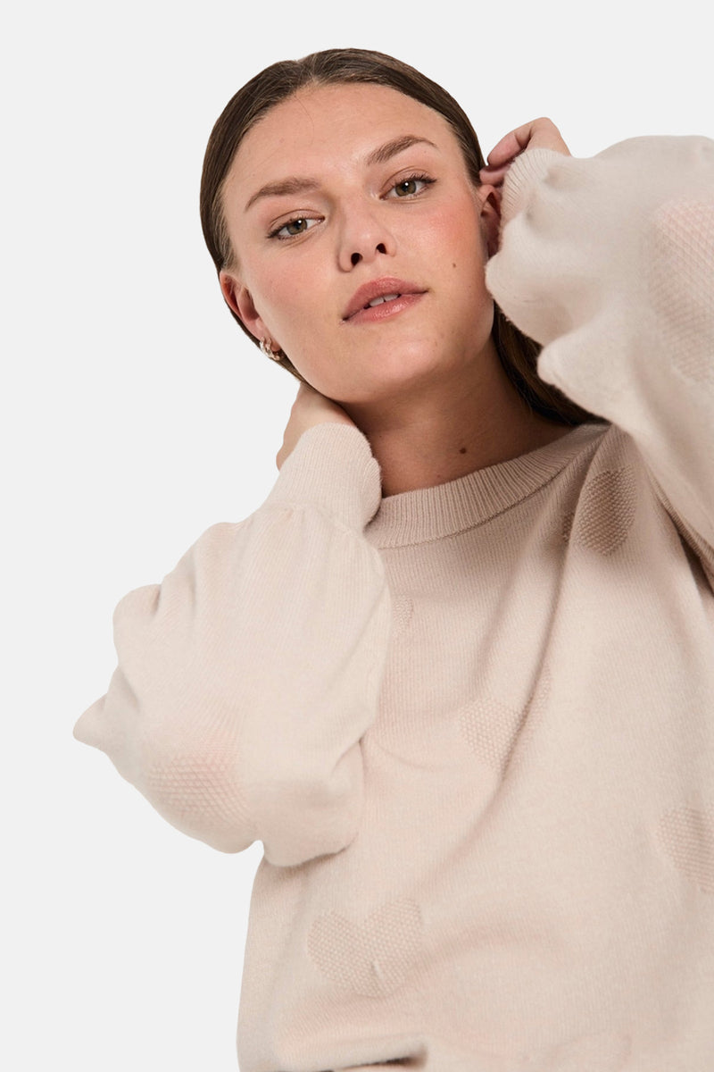 Pull met ronde hals - beige