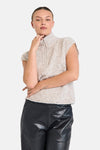 Beige tanktop van FREEQUENT, met een gebreide textuur en onopvallende ritssluiting.