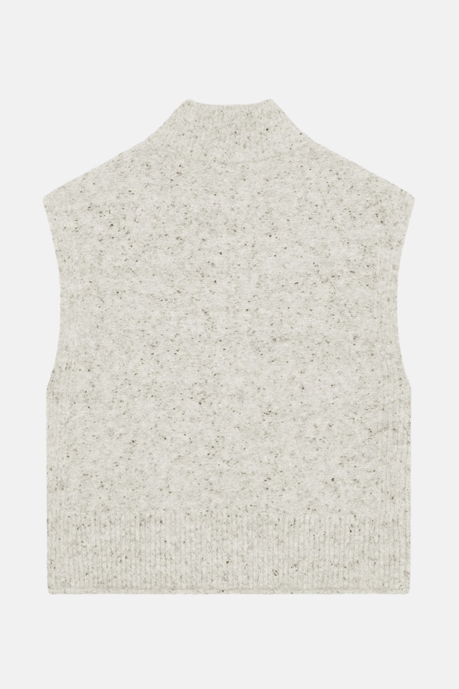 Beige FREEQUENT mouliné tanktop met opstaande kraag, mouwloos.