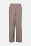 Beige broek van imitatieleer van FREEQUENT, rechte pasvorm met elastische tailleband.