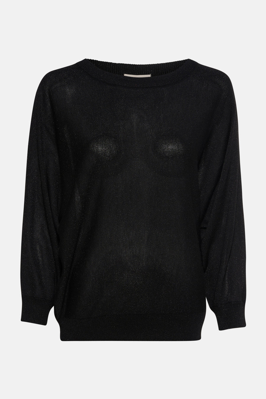 Pull noir à col rond de Freequent, en maille fine scintillante.