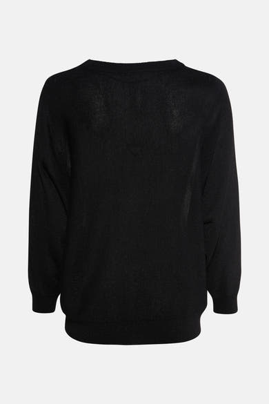 Pull à col rond noir de FREEQUENT, à manches longues et texture scintillante.