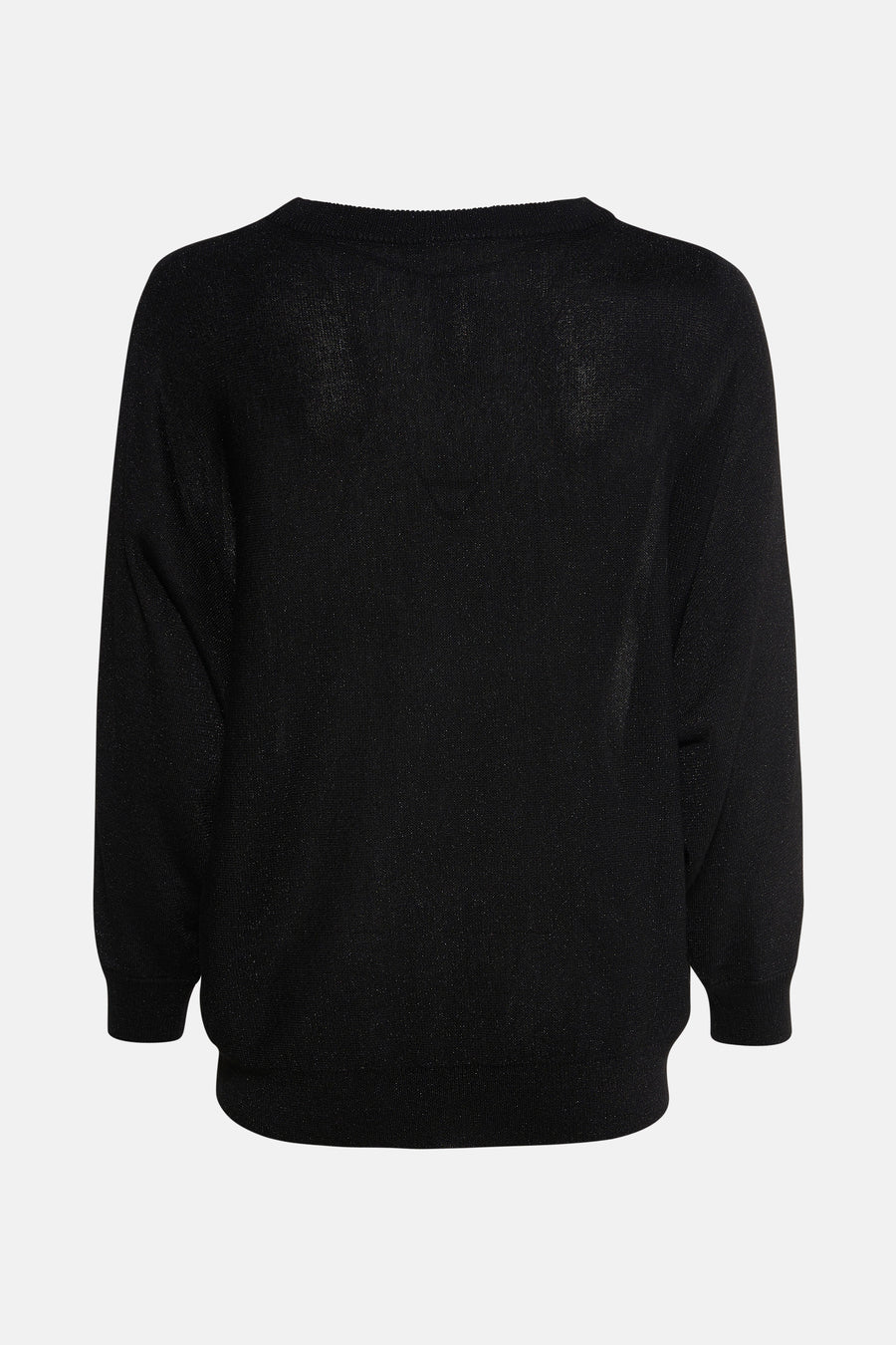 Pull à col rond noir de FREEQUENT, à manches longues et texture scintillante.