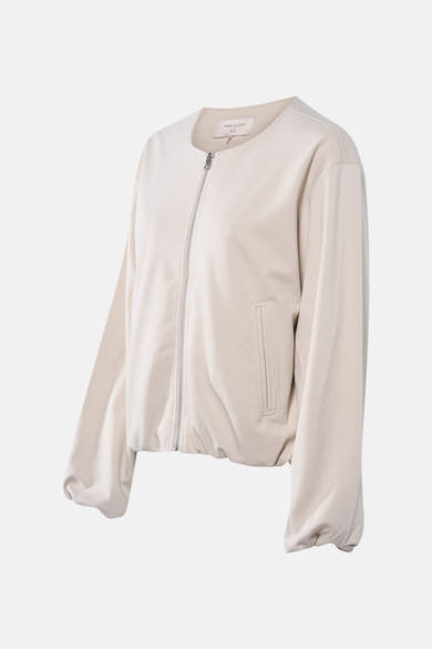 Veste courte beige de FREEQUENT, avec fermeture éclair et poche poitrine.