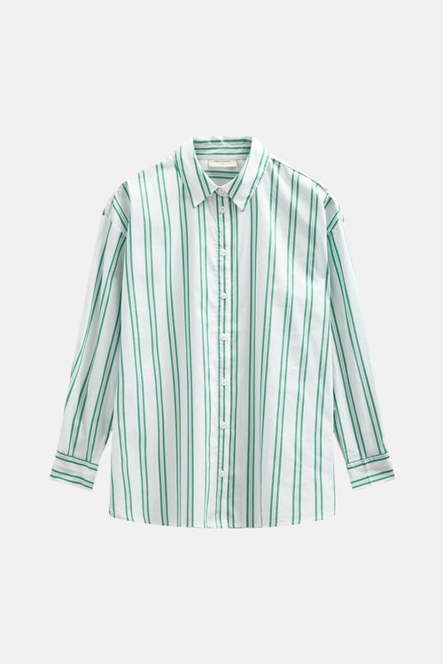 Chemise à manches longues multicolore de FREEQUENT, rayures vertes et blanches avec boutons.