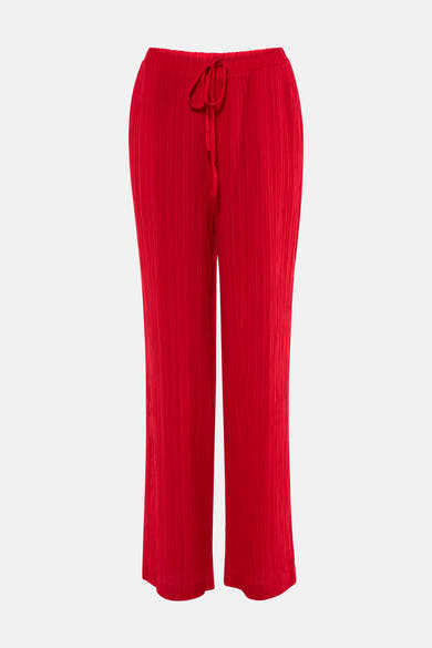 Pantalon rouge plissé de FREEQUENT à taille élastique avec cordon de serrage.