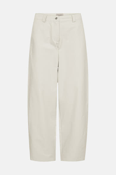 Jean coloré beige de FREEQUENT, jambe large et coupe décontractée sur fond blanc.