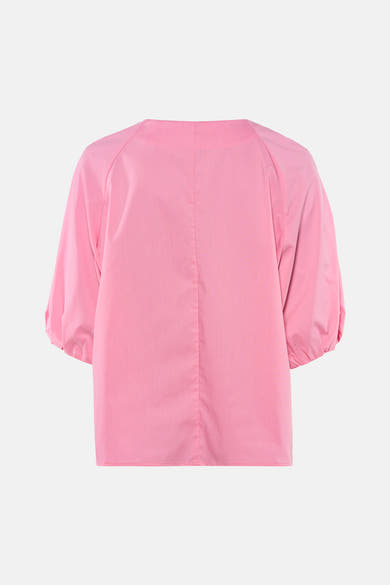 Blouse rose à manches 3/4 de FREEQUENT, vue de dos, avec encolure carrée et manches bouffantes.