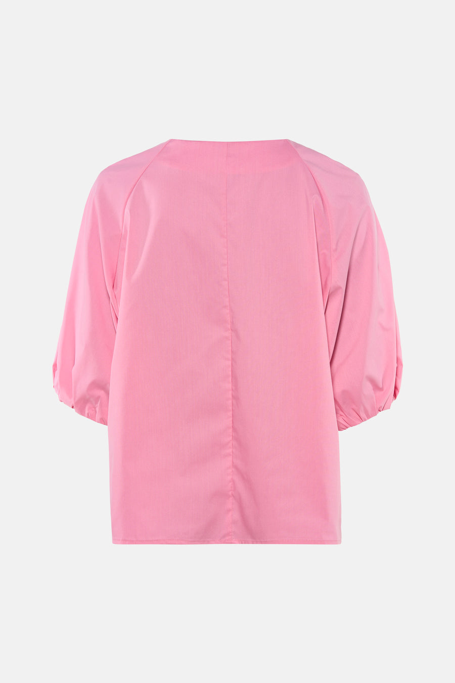 Blouse rose à manches 3/4 de FREEQUENT, vue de dos, avec encolure carrée et manches bouffantes.