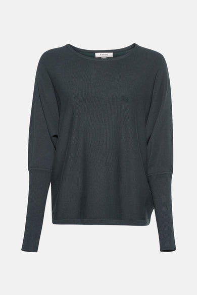 Pull à col rond vert de B.YOUNG, avec manches longues et texture fine.