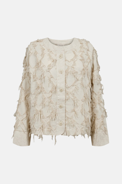 Chemise à manches longues beige de FREEQUENT avec détail décoratif à franges.