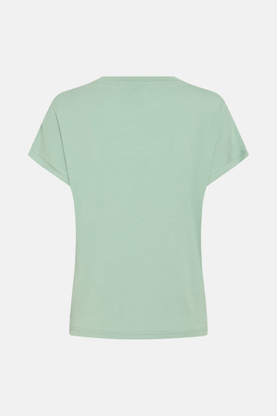 T-shirt vert à manches courtes de B.YOUNG, coupe droite décontractée, sur fond blanc.
