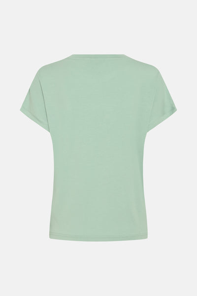 T-shirt vert à manches courtes de B.YOUNG, coupe droite décontractée, sur fond blanc.
