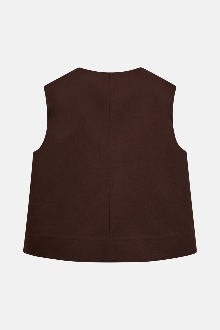 Bruine mouwloze blazer van FREEQUENT, ronde hals en rugnaad.