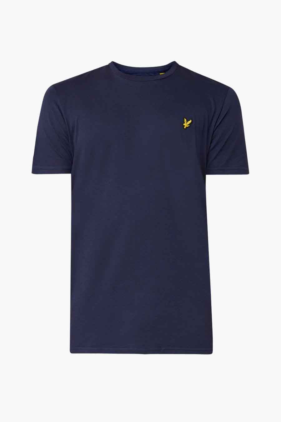 T-shirt bleu marine uni de LYLE & SCOTT avec un petit logo brodé sur la poitrine.