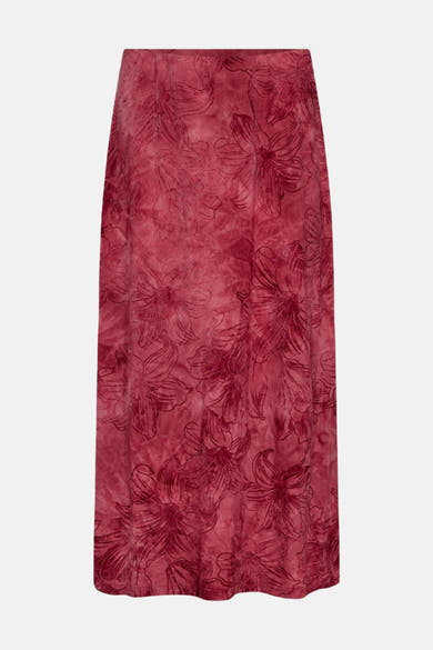 Jupe longue rouge à motif floral – FREEQUENT