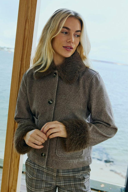 Dames tops jas casual taupe - FREEQUENT