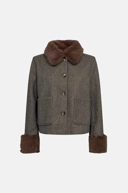 Dames tops jas casual taupe - FREEQUENT