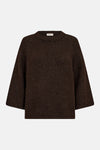 Pull col rond brun FREEQUENT à manches longues