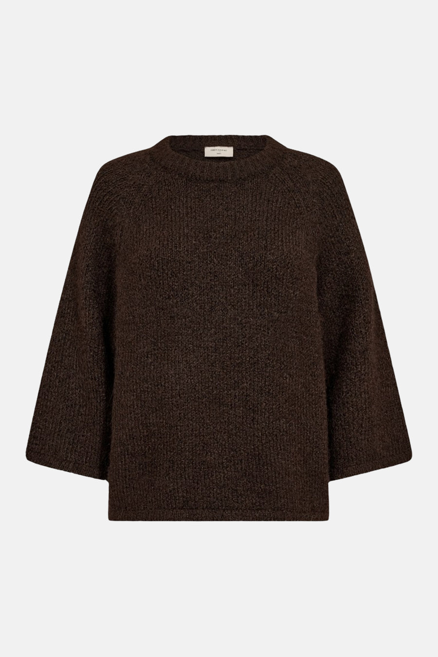 Pull col rond brun FREEQUENT à manches longues