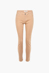 Pantalon beige de Morgan de Toi, coupe ajustée, poches avant et arrière, fermeture boutonnée.