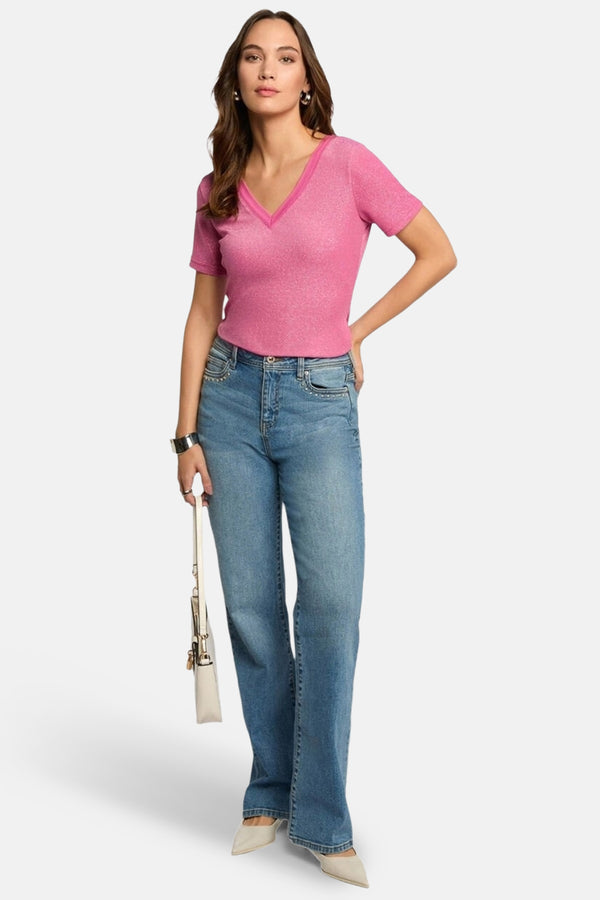 Top uni manches courtes Rose - Morgan de Toi