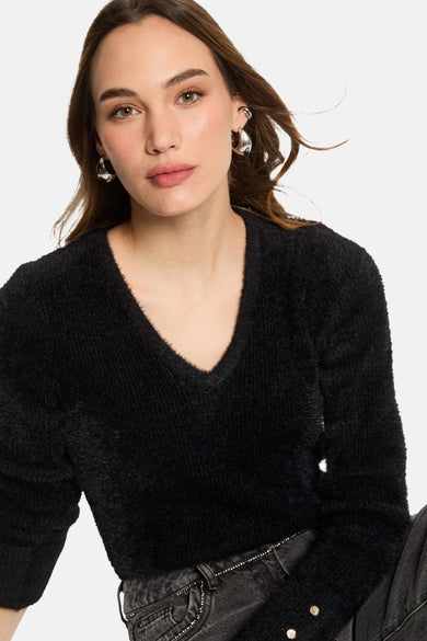 Pull à col en V - noir