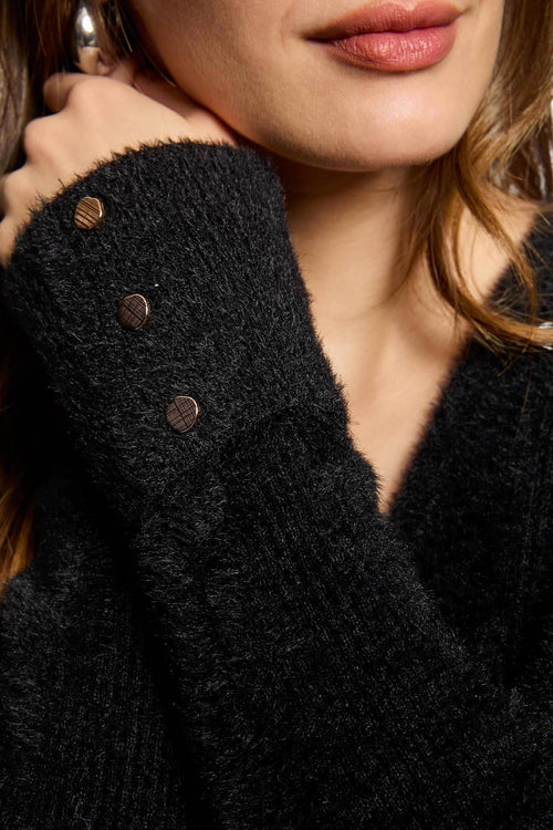 Pull met V-hals - zwart