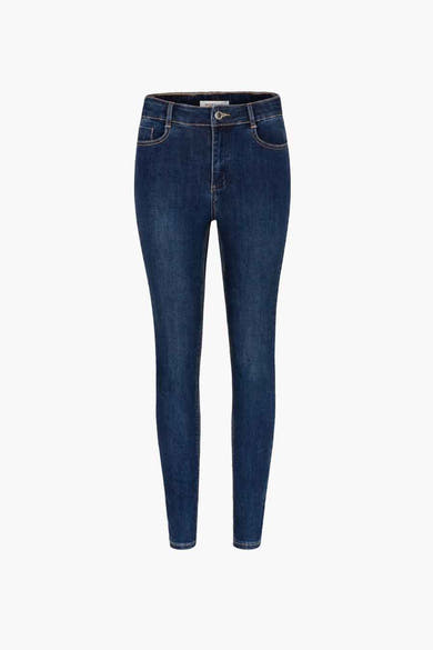 Donkerblauwe skinny jeans van Morgan de Toi, nauwsluitende pasvorm, getextureerd denim.