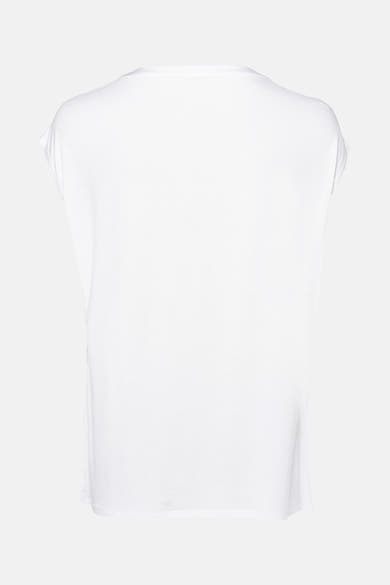 Wit T-shirt met korte mouwen van COMMA, effen en eenvoudig, achtergezicht.