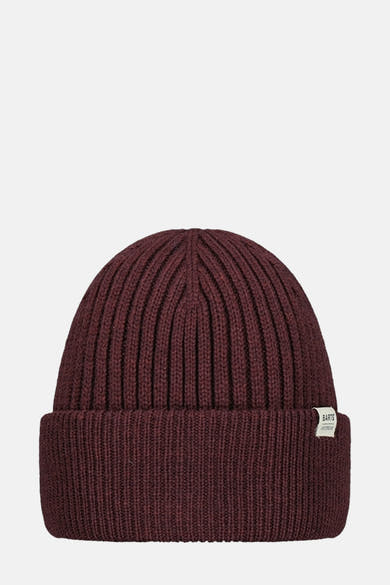 Bordeaux geribde gebreide muts van BARTS met een discreet logo-label.