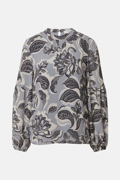 Blouse à manches longues multicolore de COMMA, avec motif floral et manches bouffantes.
