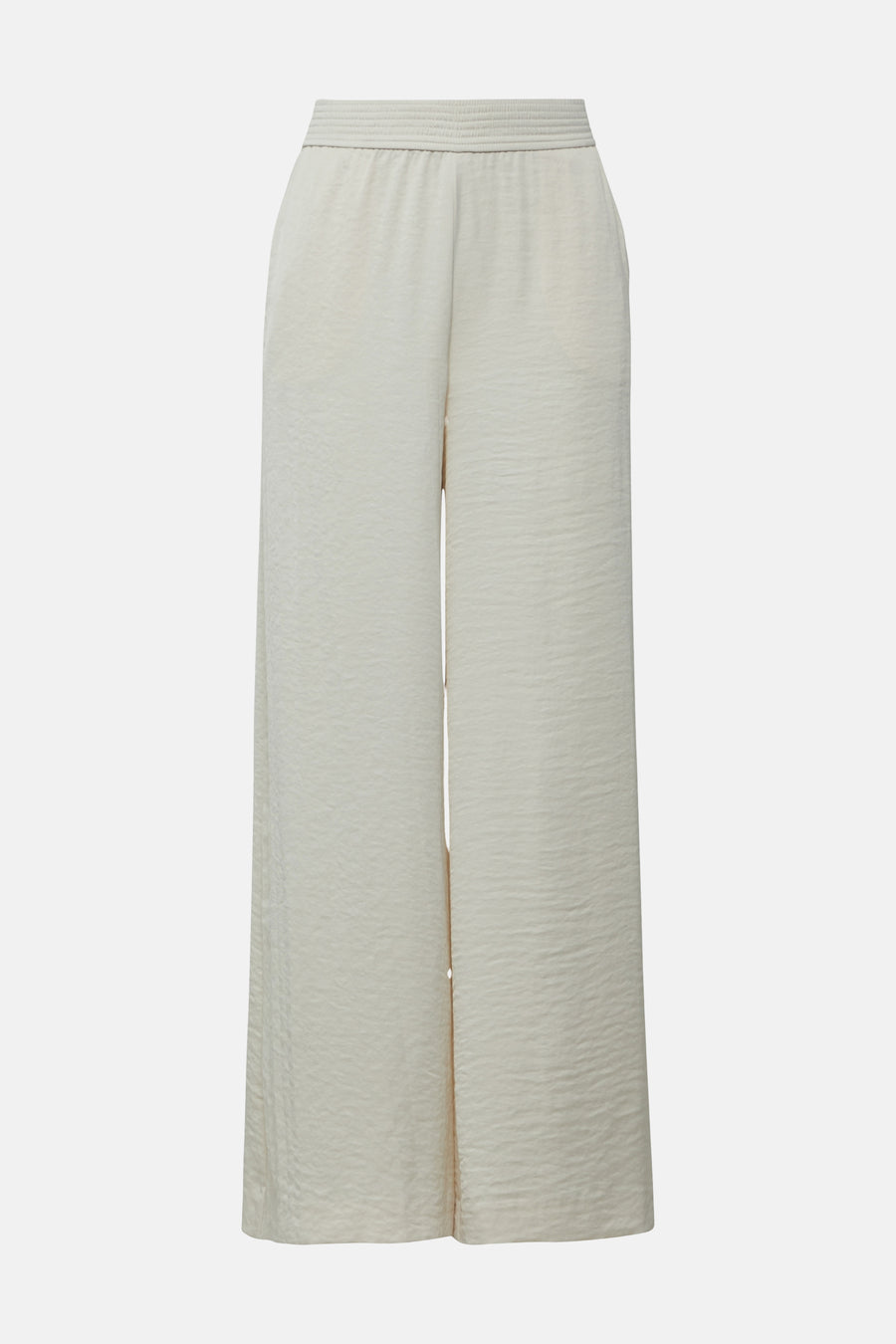 Pantalon écru de COMMA, coupe ample à jambes larges et taille élastiquée.
