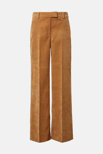Cognac corduroy broek van COMMA, rechte pasvorm en wijde pijpen.