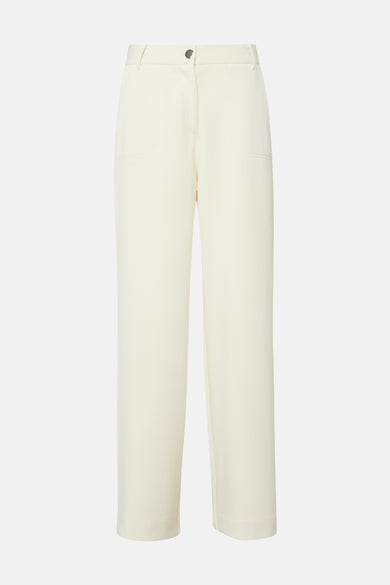 Beige joggingbroek van COMMA, effen casual broek met discrete zakken en een rechte pasvorm.
