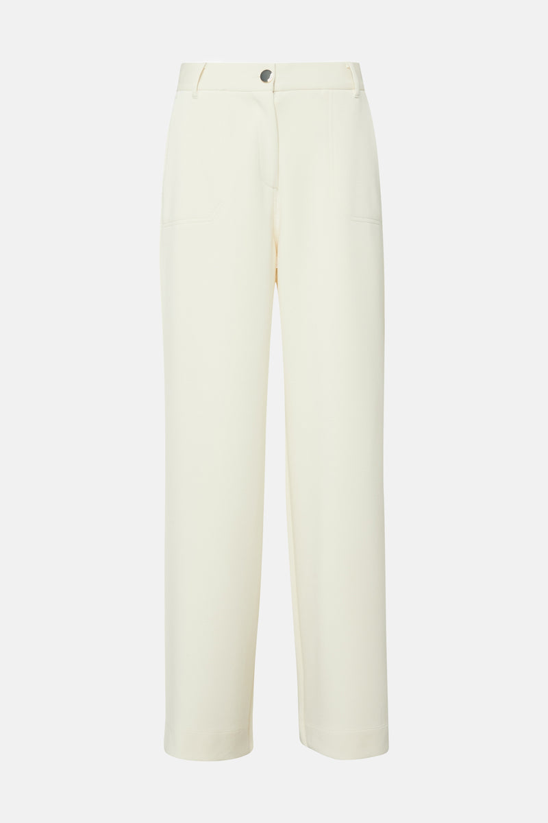 Beige joggingbroek van COMMA, effen casual broek met discrete zakken en een rechte pasvorm.