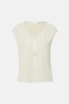 Beige T-shirt met korte mouwen van COMMA, met een V-hals en een rechte pasvorm.