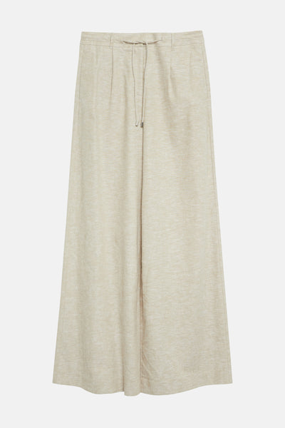 Pantalon de costume taupe de COMMA avec cordon de serrage, jambes larges et tissu texturé.